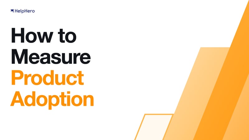 Cover card reading How to Measure Product Adoption over angled orange stripes