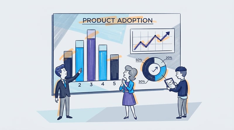 Product adoption dashboard showing users reaching repeated value in a SaaS product