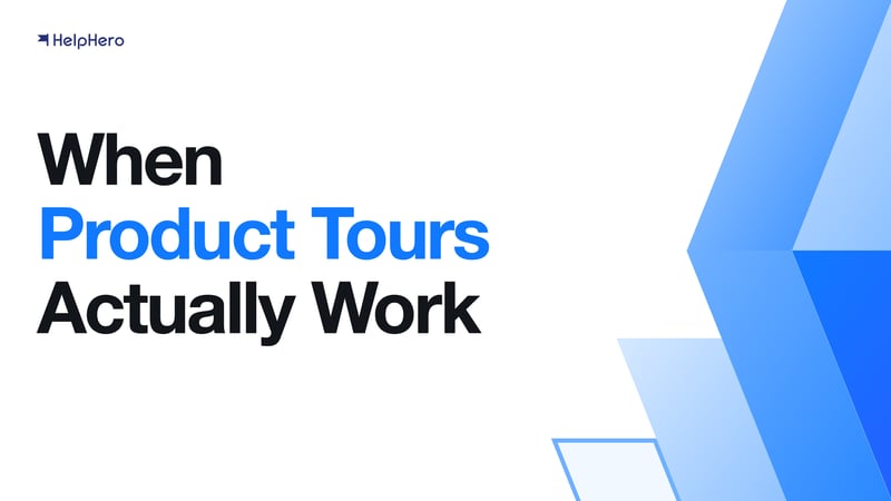 Cover card reading When Product Tours Actually Work beside a group of angled blue stripes