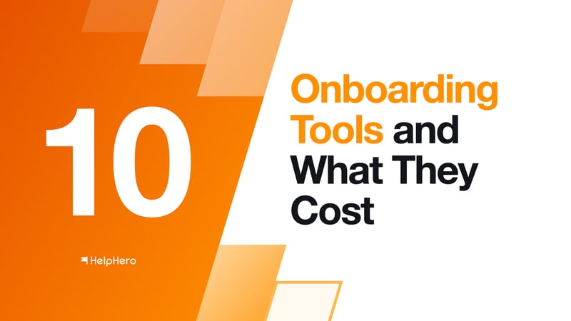 Cover card reading 10 Onboarding Tools and What They Cost, the numeral set on an orange block