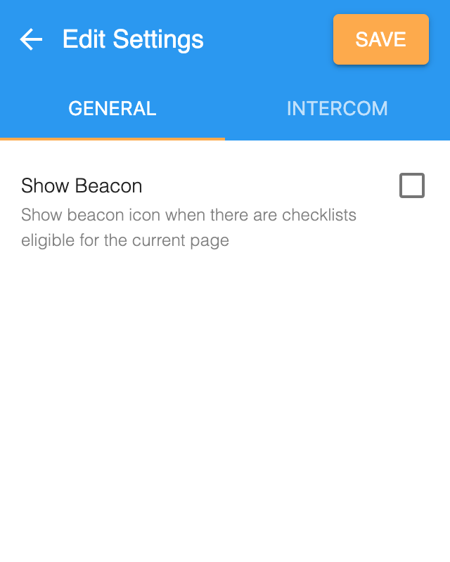 The General settings tab with the Show Beacon checkbox cleared